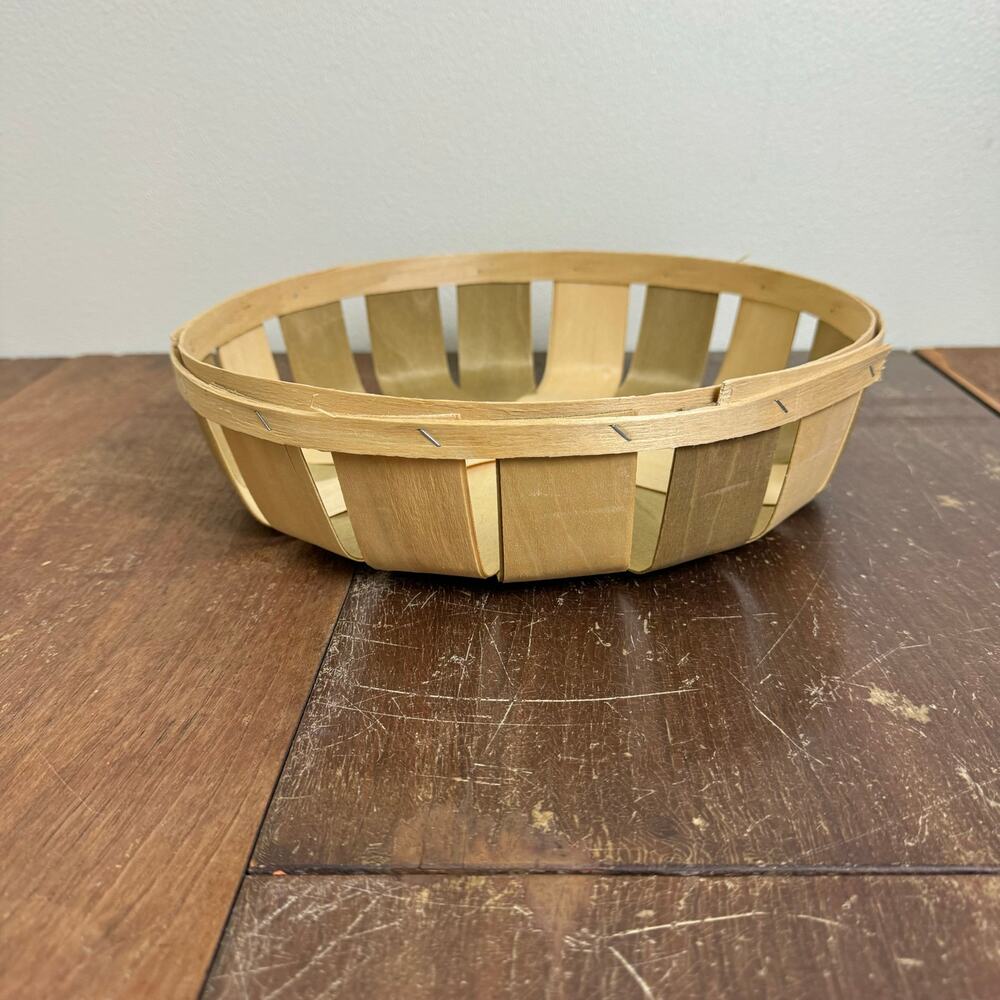 Round‎ Shallow Harvest Basket Vintage Retro Farmhouse Wall Decor